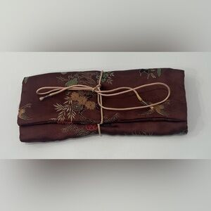 Elegant Brown Jewelry Roll-Up Travel Case
